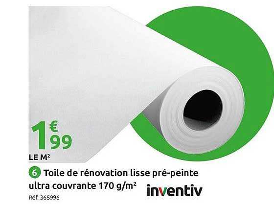 toile de rénovation lisse pré peinte inventiv