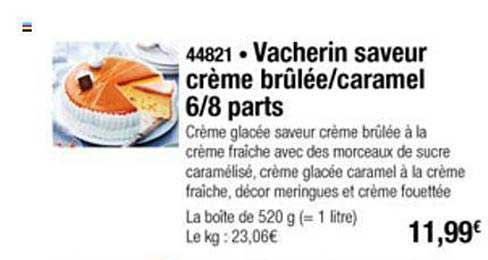 vacherin saveur crème brûlée caramel 6 8 parts