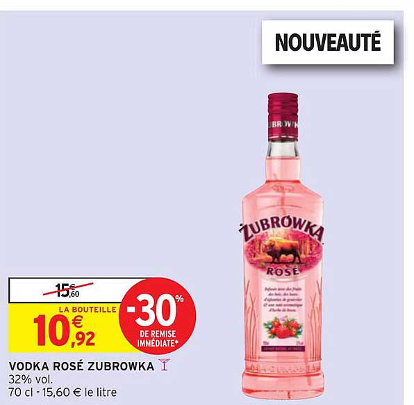 Vodka Rosé Zubrowka -30% De Remise Immédiate