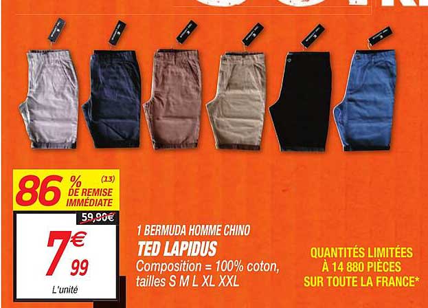 1 bermuda homme chino ted lapidus