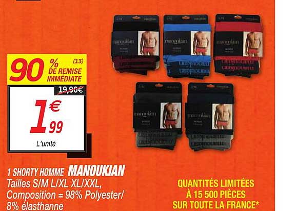 1 shorty homme manoukian