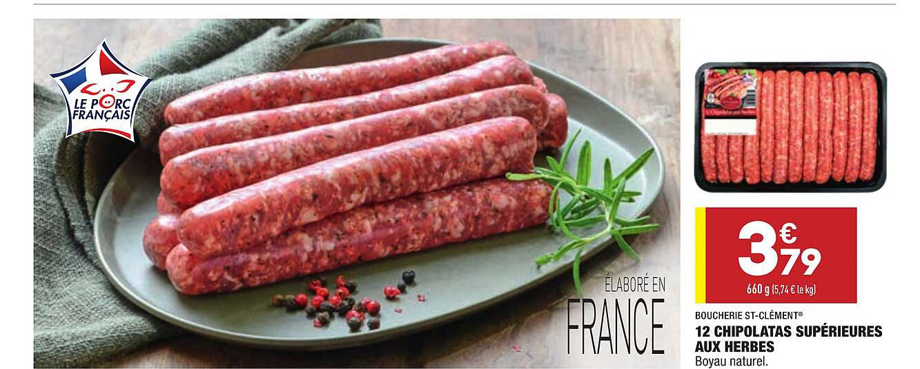 12 Chipolatas Supérieures Aux Herbes Boucherie St-clément