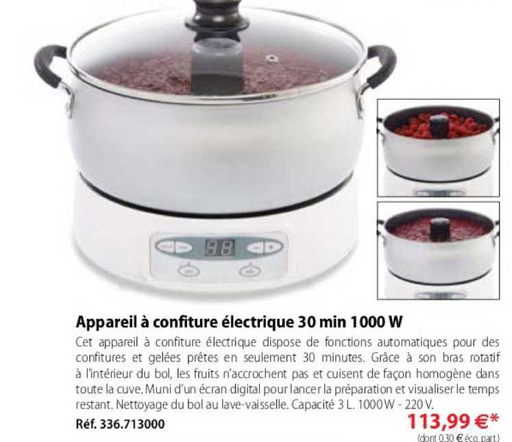 appareil à confiture électrique 30 min 1000 w