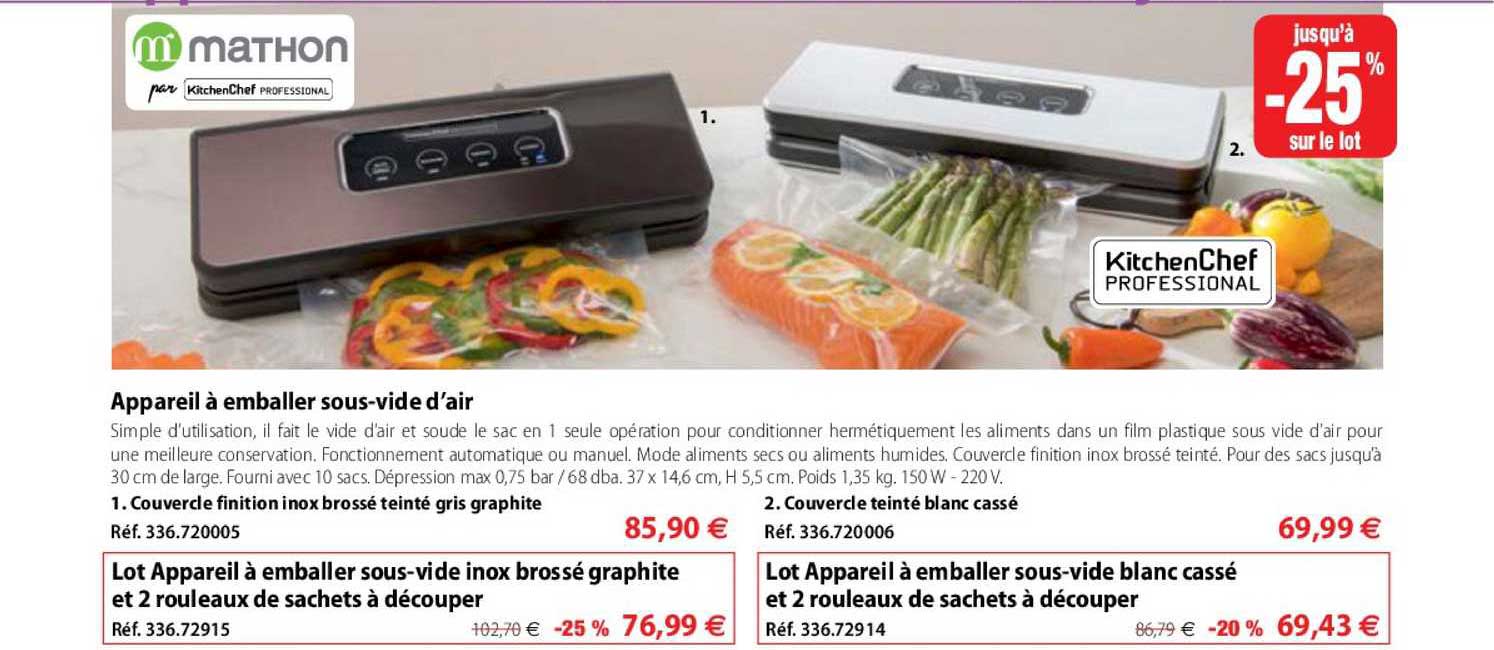 appareil à emballer sous-vide d'air : couvercle finition inox brossé teinté gris graphite, couvercle teinté blanc cassé