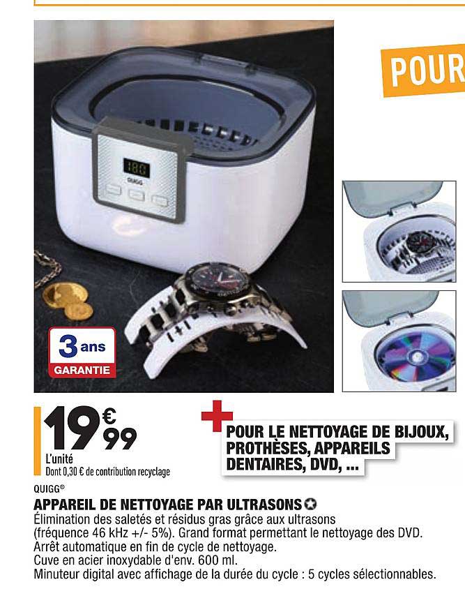 appareil de nettoyage par ultrasons quigg