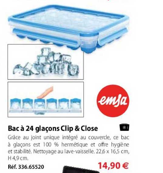bac à 24 glaçons clip & close