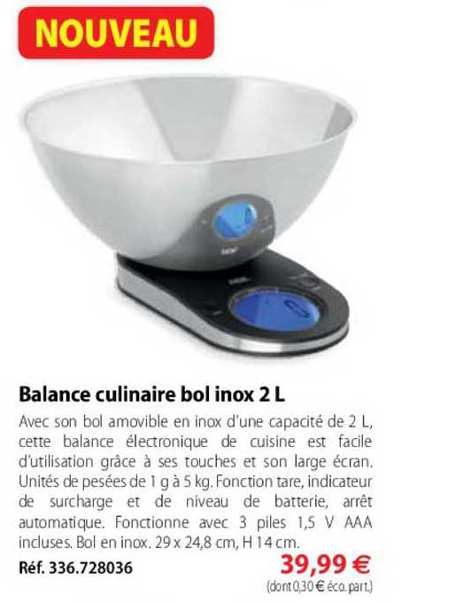 balance culinaire bol inox 2 l