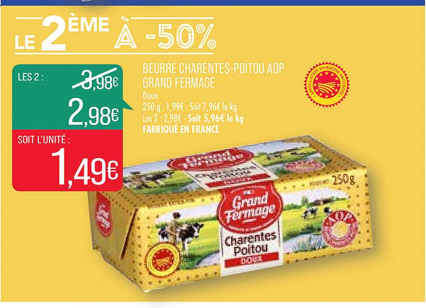 beurre charentes-poitou aop grand fermage