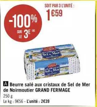 beurre salé aux cristaux de sel de mer de noirmoutier grand fermage
