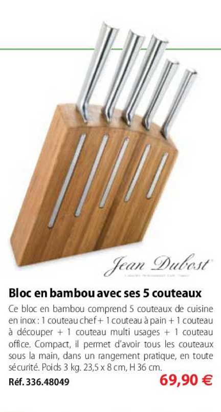 bloc en bambou avec ses 5 couteaux