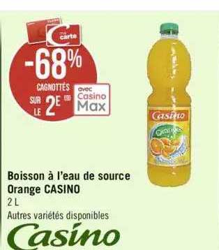 boisson à l'eau de source orange casino