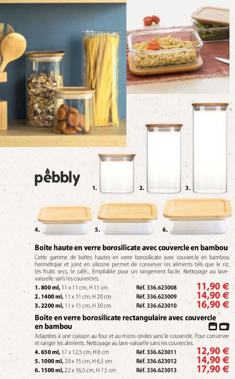Boîte Haute En Verre Borosilicate Avec Couvercle En Bambou Bebbly