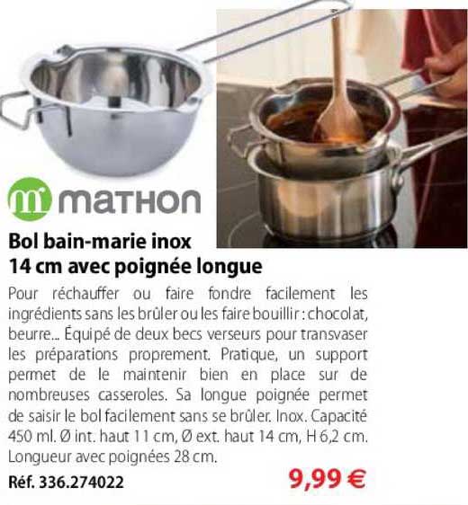 bol bain-marie inox 14 cm avec poignée longue