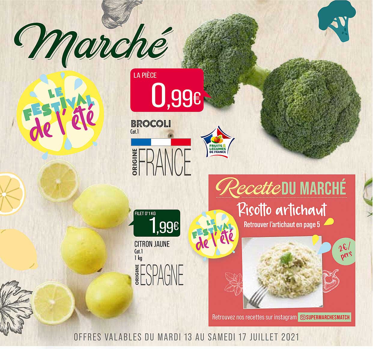 brocoli, citron jaune