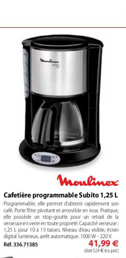 Cafetière Programmable Subito 1,25 L Moulinex