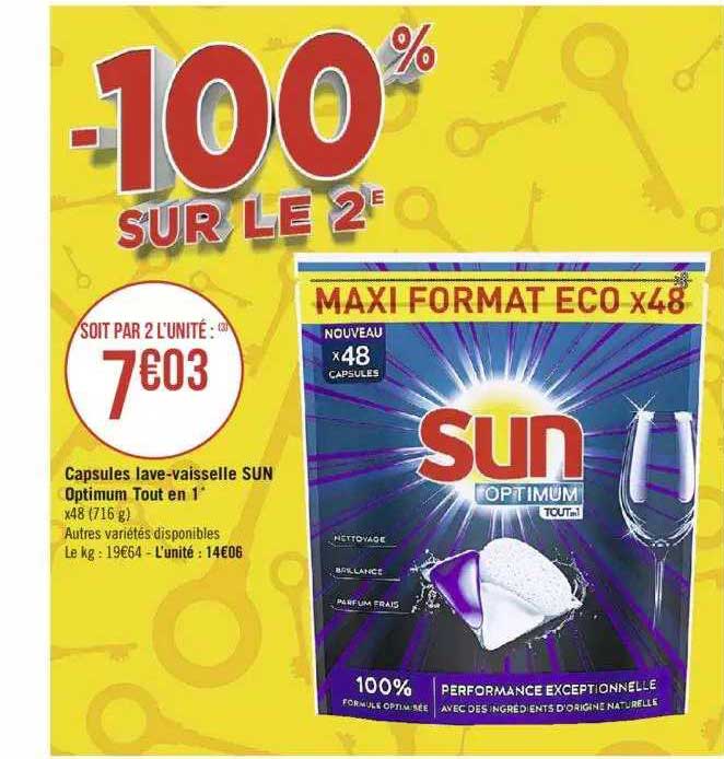 Capsules Lave-vaisselle Sun Optimum Tout En 1