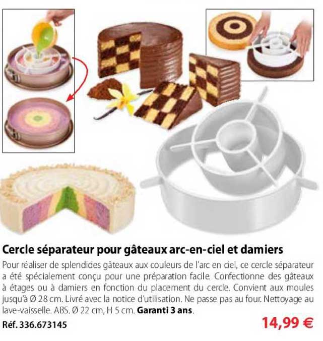 cercle séparateur pour gâteaux arc-en-ciel et damiers