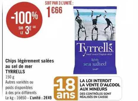 chips légèrement salées au sel de mer tyrrells