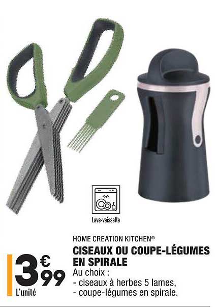 ciseaux ou coupe-légumes en spirale home creation kitchen