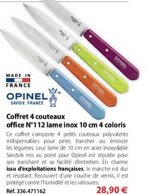 Coffret 4 Couteaux Office N°112 Lame Inox 10 Cm 4 Coloris
