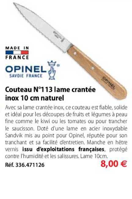 Couteau N°113 Lame Crantée Inox 10 Cm Naturel