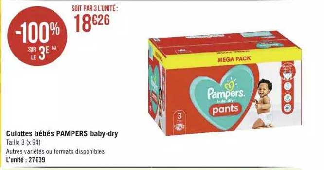 culottes bébés pampers baby-dry