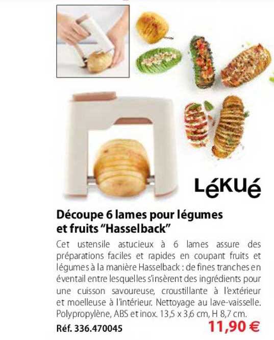 découpe 6 lames pour légumes et fruits "hasselback"