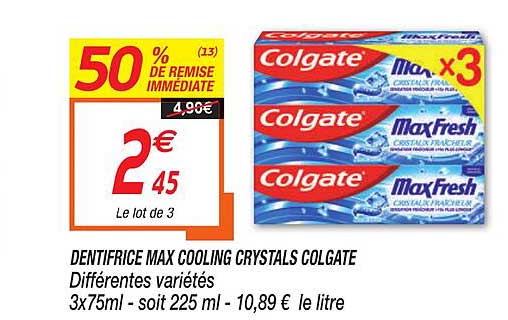 dentifrice max cooling crystals colgate