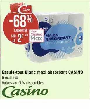 essuie-tout blanc maxi absorbant casino