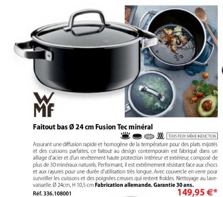 faitout bas 24 cm fusion tec minéral