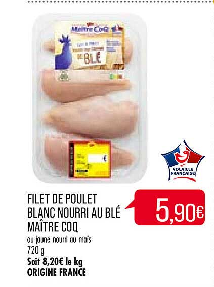 filet de poulet blanc nourri au blé maître coq