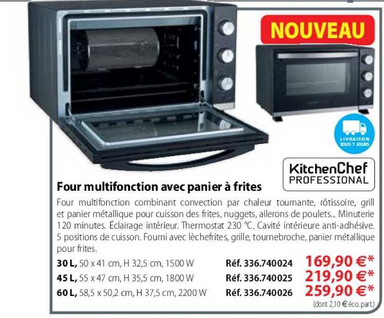 Four Multifonction Avec Panier à Frites Kitchen Chef Professional