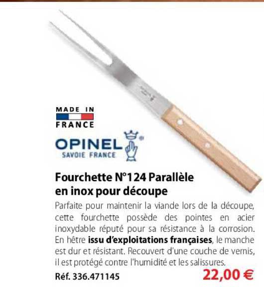 Fourchette N°124 Parallèle En Inox Pour Découpe