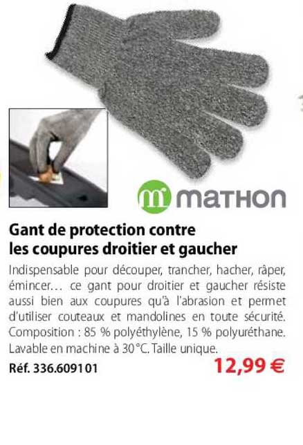 gant de protection contre les coupures droitier et gaucher
