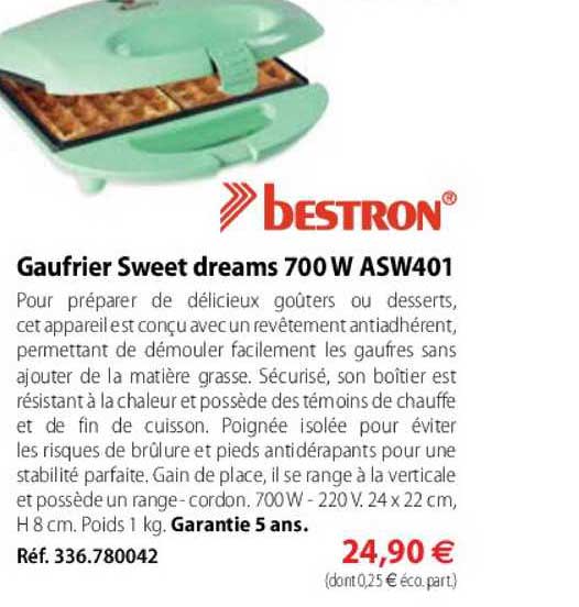gaufrier sweet dreams 700 w asw401 bestron