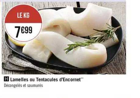 lamelles ou tentacules d'encornet