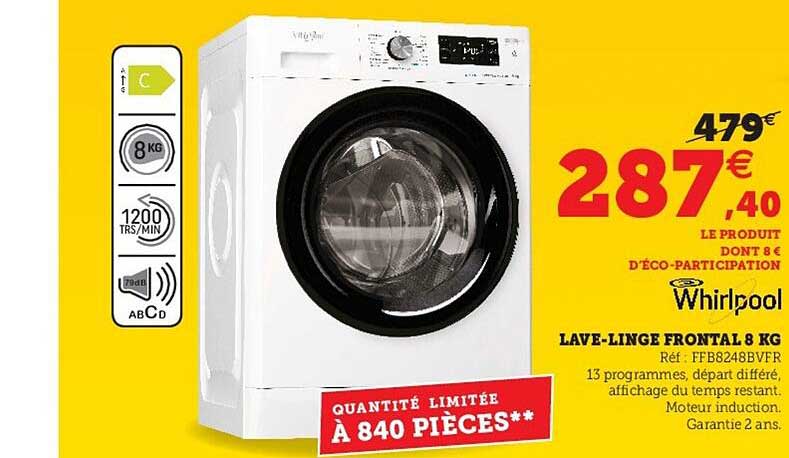 lave-linge frontal 8 kg whirlpool