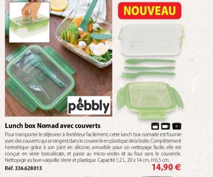 lunch box nomad avec couverts pebbly