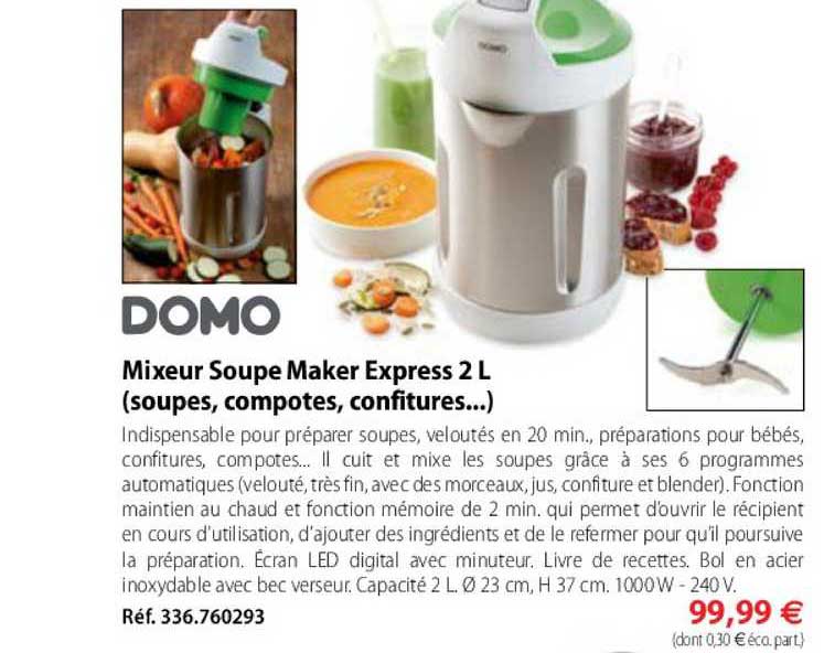 mixeur soupe maker express 2 l (soupes, compotes, confitures ..)