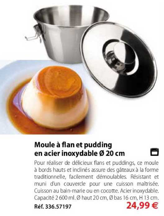 moule à flan et pudding en acier inoxydable 20 cm