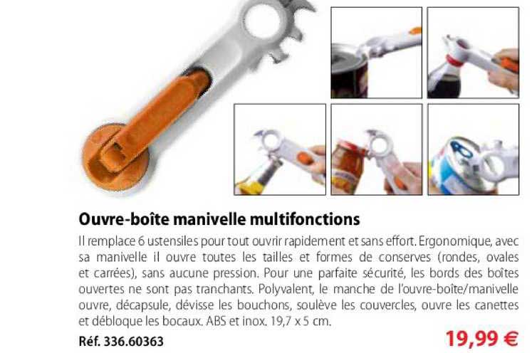 ouvre-boîte manivelle multifonctions