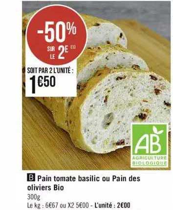 pain tomate basilic ou pain des oliviers bio