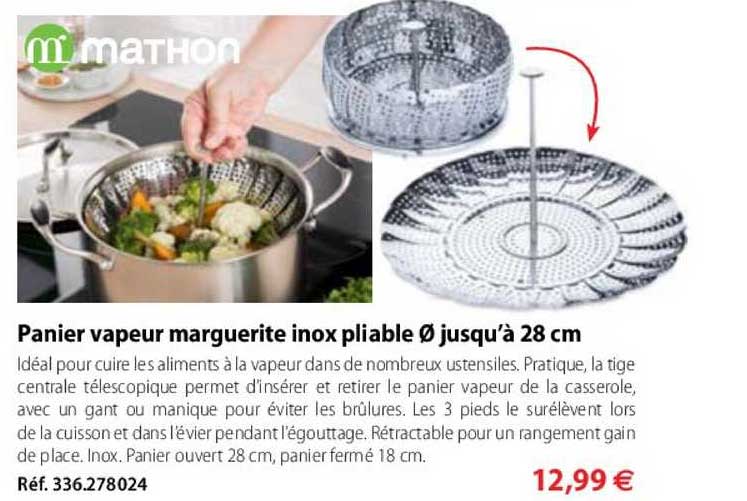 panier vapeur marguerite inox pliable jusqu'à 28 cm
