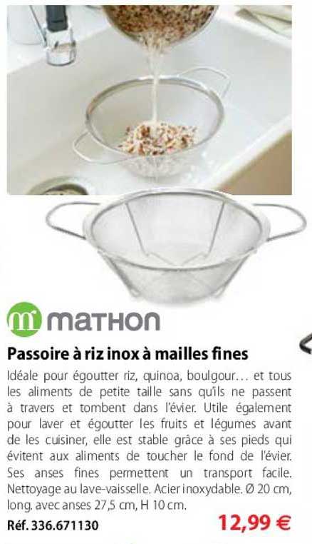 passoire à riz inox à mailles fines