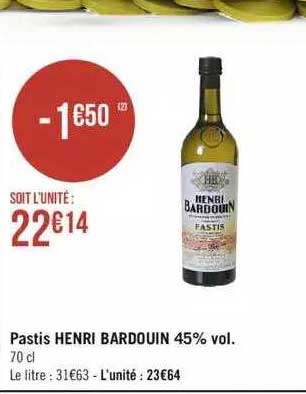 pastis henri bardouin 45% vol.