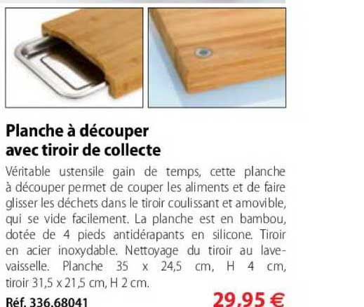 planche à découper avec tiroir de collecte