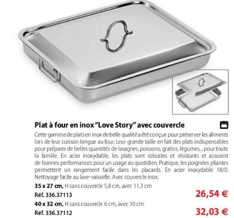 plat à four en inox "love story" avec couvercle