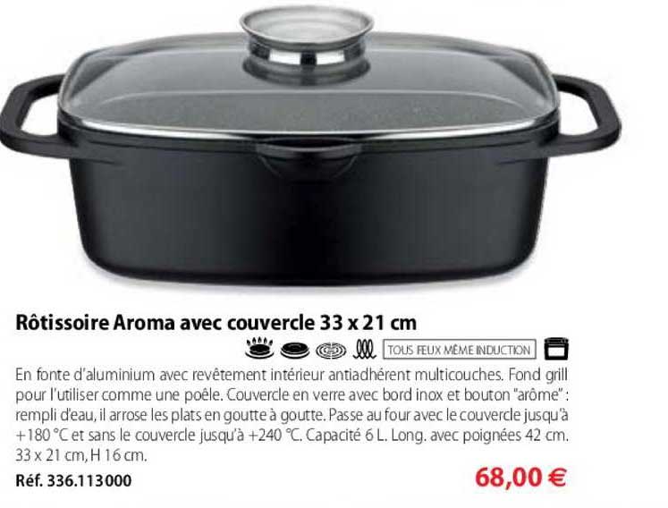 rôtissoire aroma avec couvercle 33 x 21 cm