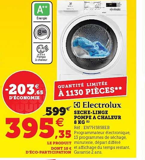 sèche-linge pompe à chaleur 8 kg electrolux