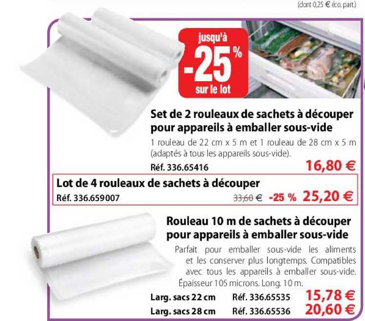 set de 2 rouleaux de sachets à découper pour appareils à emballer sous-vide, lot de 4 rouleaux de sachets à découper, rouleau 10 m de sachets à découper pour appareils à emballer sous-vide